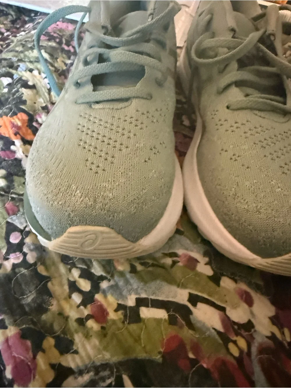 Asics Women's Light Sage Green Knit Running Sneakers